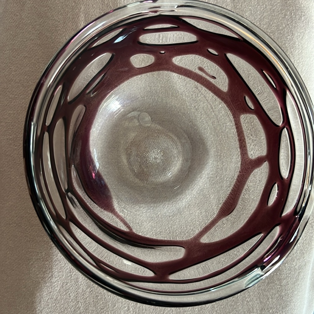 Elegant Glass Bowl with Purple Accents - Picture 3 of 3